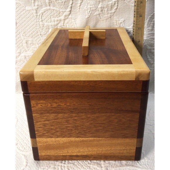 Handmade Wood Cremation Urn Study Made In USA Solid Wood Brass Hardware Adult - Picture 10 of 10